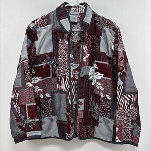 Tapestry Jacket Blazer Women's‎ Size L Petite Fall Leaves Boho Folk Western